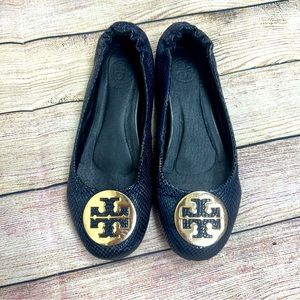 Tory Burch Reva navy flat, size 38 EU / 7.5 US